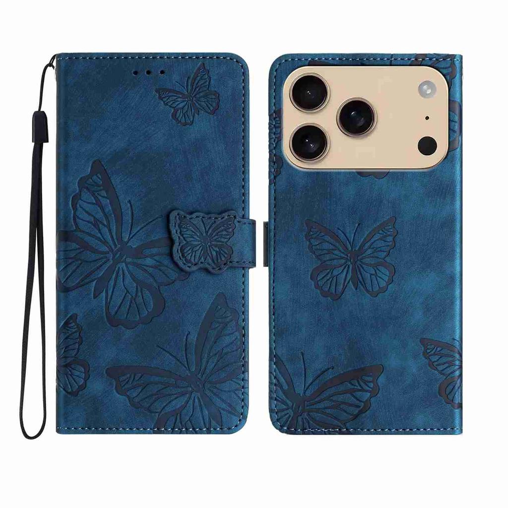 For iPhone 7 8 XS 11 12 13 14 15 16 17 Series Faux Leather Wallet Case with Butterfly Design,Card Slots & Shockproof Protection