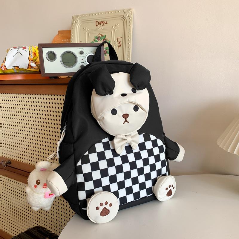 Funny literary small fresh literary plaid schoolbag Korean version Harajuku shoulder backpack