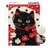 DIY Framed Pearl Bead Art Kit Black Cat With Red Bow Flower Pattern Sparkling Canvas Painting Relaxing Handmade Craft Gift Home Decor