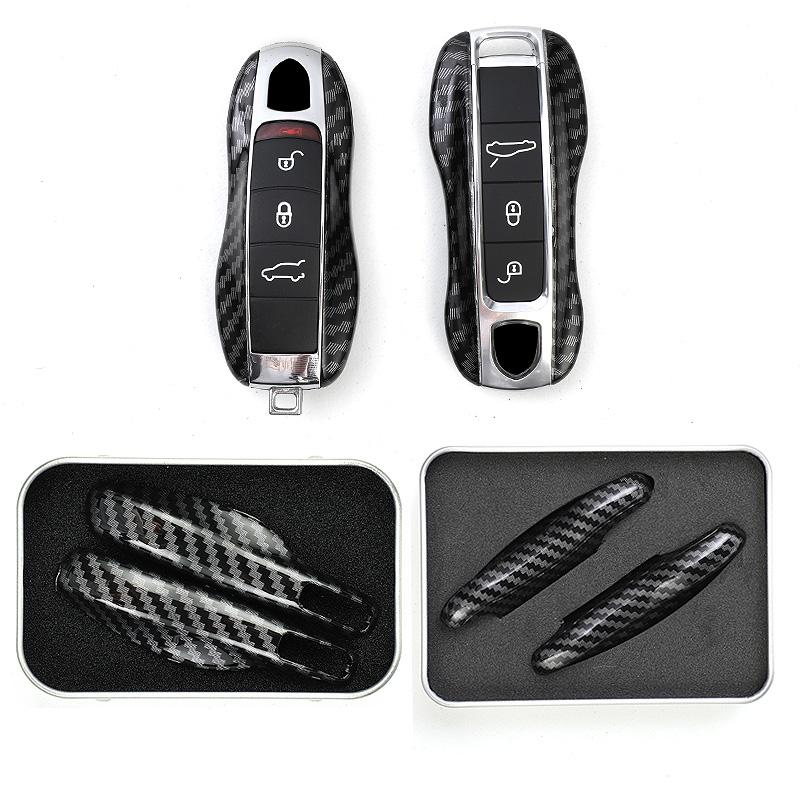 Interior Mouldings For Porsche Boxster Cayman Panamera Cayenne 911 car key cover 918 997 991 carbon fiber key case car accessori