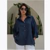 Bornladies 100% Cotton Spring Summer Versatile Lazy Casual Shirt Women's Fashionable Solid Color Loose Shirt Cardigan Shirt