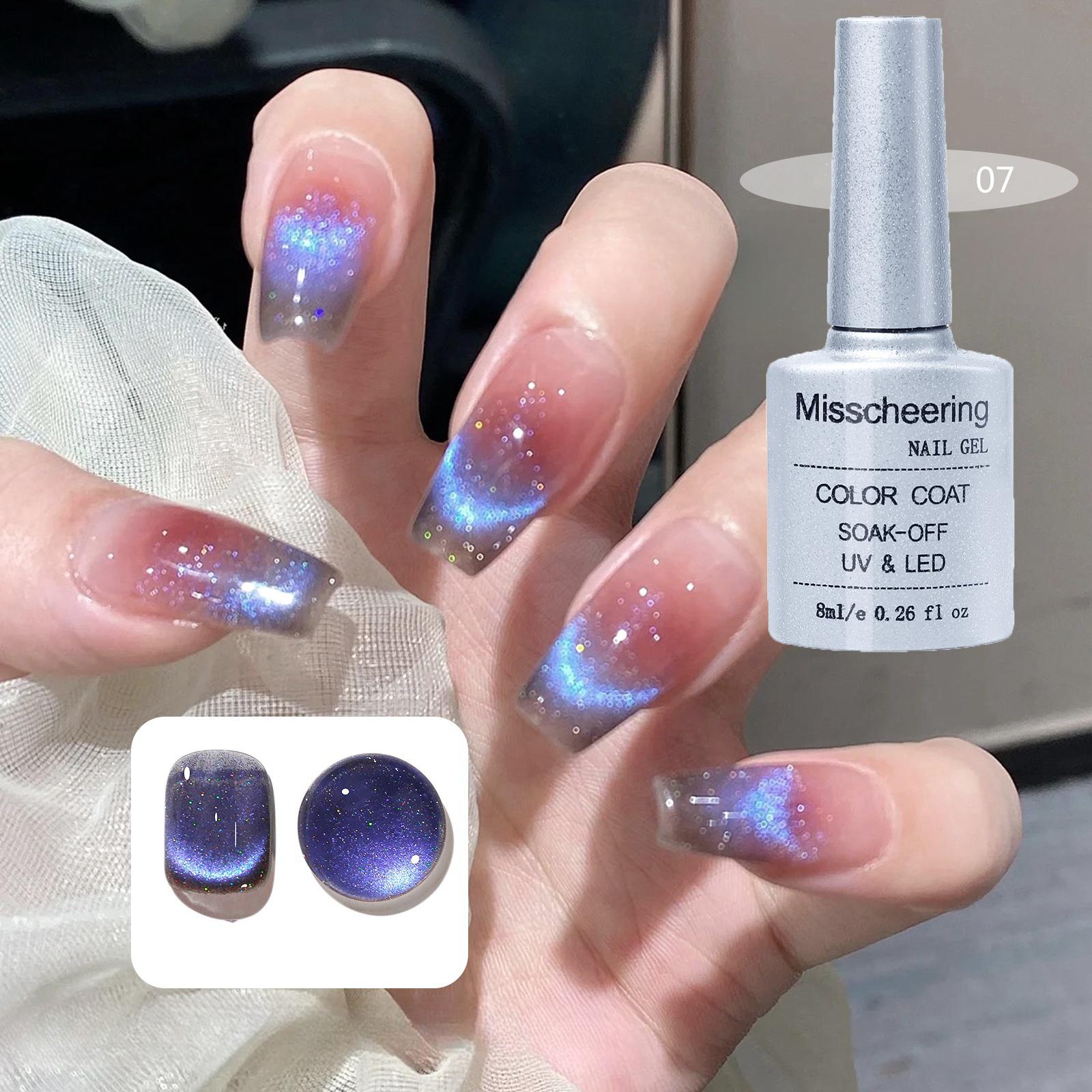 

8 мл кошачий глаз магнитный лак для ногтей лазерный магнит синий кристалл УФ-светодиодный лак для ногтей для арт-дизайна маникюра 07