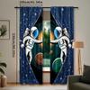 2pcs Modern Polyester Astronaut Curtains   Rod Pocket Space-Themed Drapes   Machine Washable   Adventure Bedroom Decor   Semi-Sheer