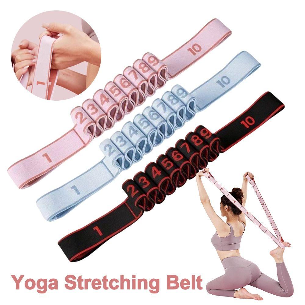 Elastic Yoga Stretching Belt Digital 10/12 Grid Resistance Band Adjustable Yoga Pull Strap for Yoga Latin Dance Gymnastics