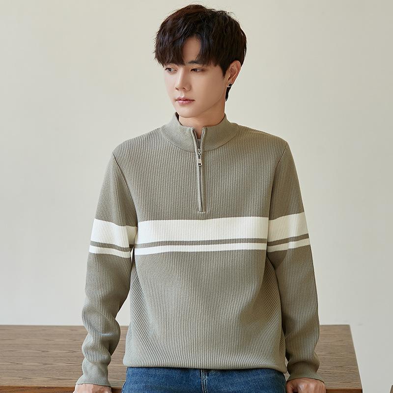 Autumn and Winter Inner Sweater Solid Color High-end Crew Neck Sweater Loose Trend Casual Men's Knitted Sweater