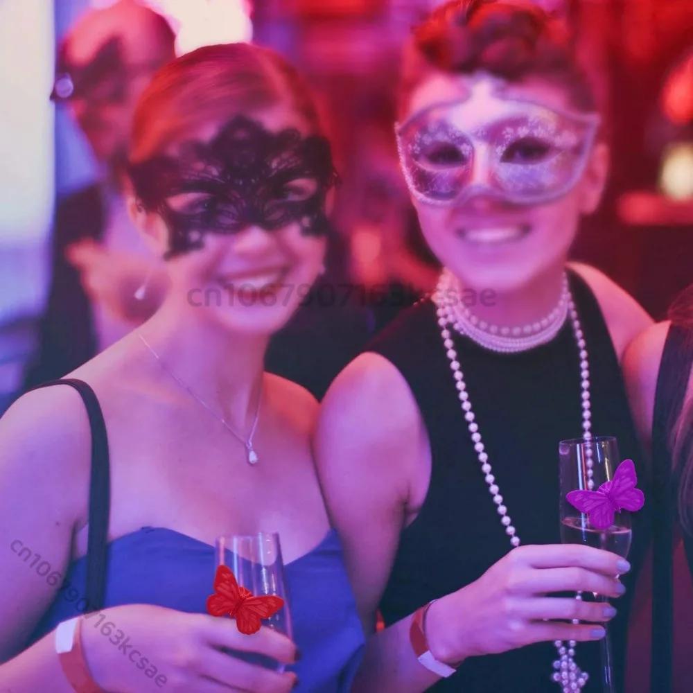 10pcs Wine Glass Markers Silicone Drink Glass Charms Wine Charm Tags Butterfly Suction Cup for Bar Party Family Drink Dinner