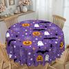 1 Purple And Black Decorative Tablecloth, Haunted House, Halloween Event Easy-To-Clean Tablecloth, Suitable For Round Tables