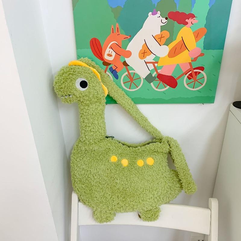 

Мультяшная кукла-динозавр, сумка для хранения, сумка для сменной одежды для девочки, наплечная сумка-мессенджер, плюшевая игрушка, сумочка зелёный