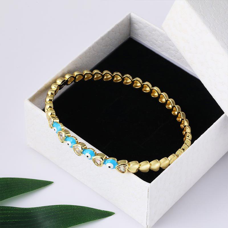 European and American Oil Dripping Devil's Eye Bracelet Colorful Heart-shaped Bracelet Women's Trendy Jewelry