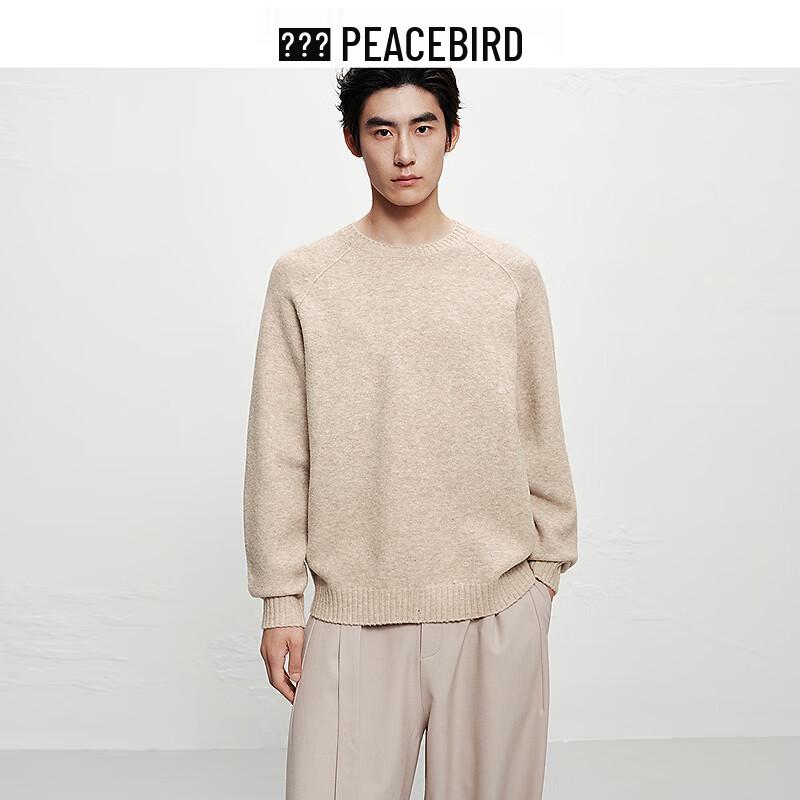 Peacebird Men's Round Neck Solid Soufflé Sweater