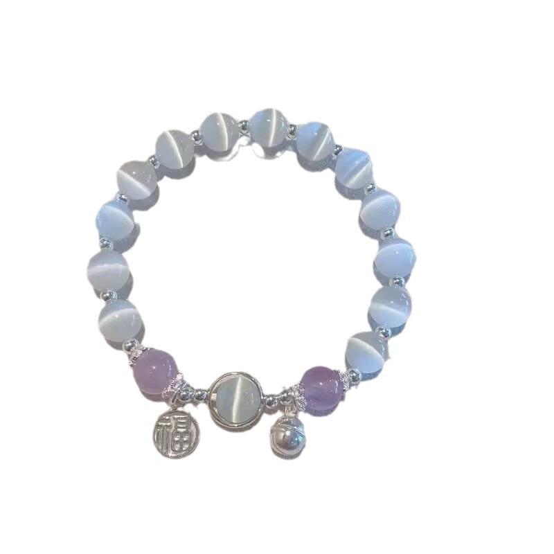 Graues Mondlicht Glas Schmetterlingsarmband - Trendiges, vielseitiges Design für Frauen und Studentinnen