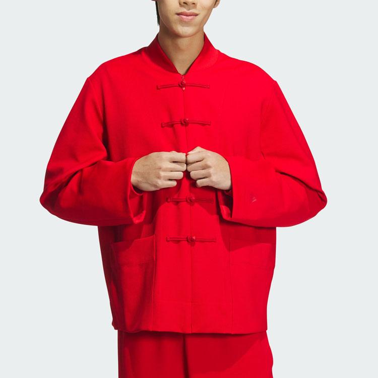 Adidas Classic Striped Button Casual Jacket Unisex Tops Light-Red JE1118