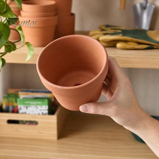 Durable Garden Planter Terracotta Flowerpot, Clay Plant Pot with Drainage Hole, Porous Succulents for Indoor Outdoor Plants Cacti Herbs Thick