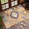 Vintage Floral Pattern Door Mat with Retro Geometric Designs Floor Mat for Home Entrance Decor Adding Classic Charm