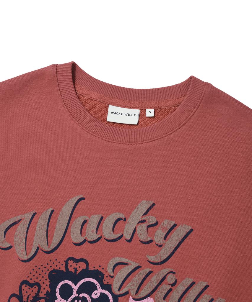 WACKY WILLY Women'S Vintage Graphic Sweatshirt Deep Red