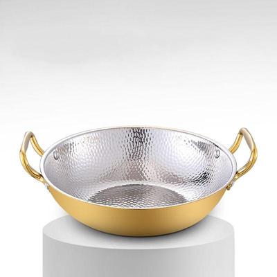 ZISIZ 32cm Kovaný titanově zlatý indukční hot pot - Sada 2 kusů