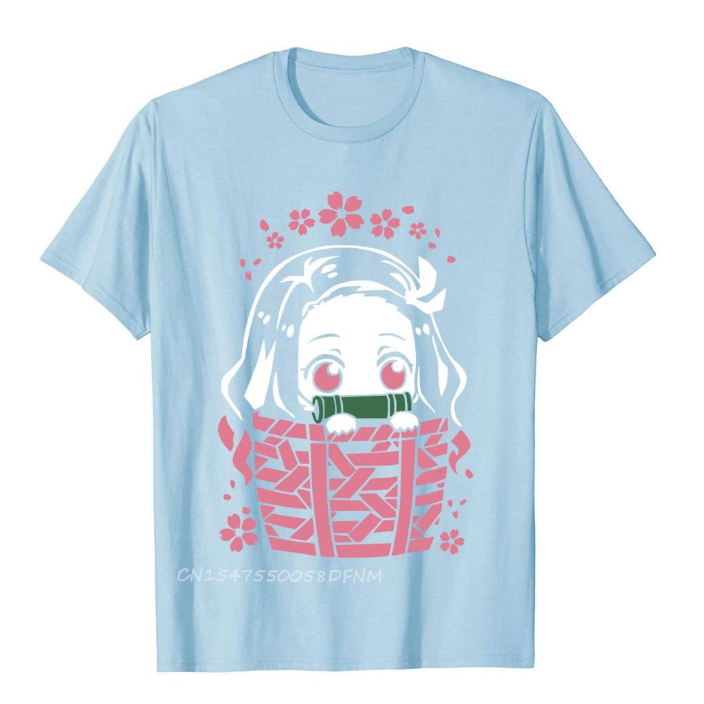 Cute Art Nezuko Demon Slayer Premium Cotton Tops Tees For Men Vintage Top T-Shirts Tight Faddish