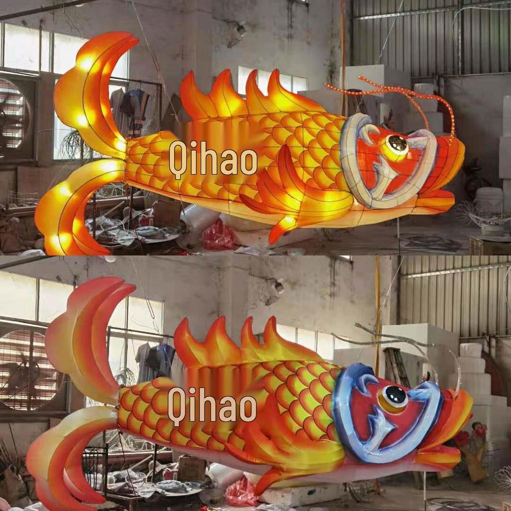 Luminous Fish-Shaped Waterproof Lanterns for Restaurants with Colored Flower Chandelier Lights