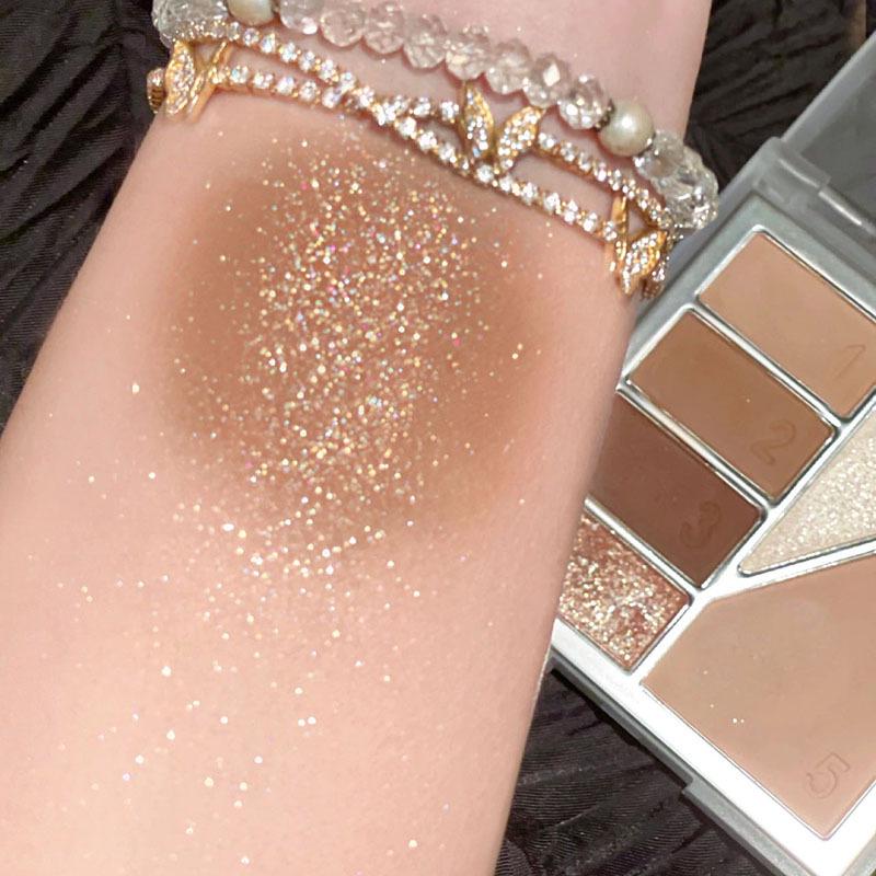 DIKALU Six-Color Eyeshadow & Blush Glitter Palette - Versatile All-in-One Makeup for Students