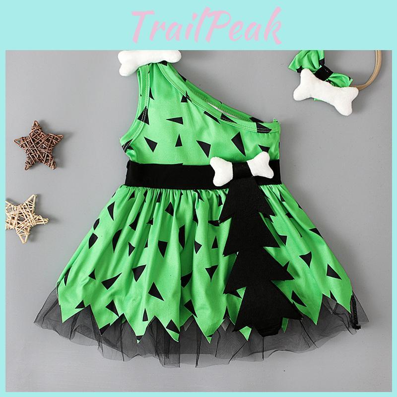 Sleeveless Croods The Mesh Dress With Hair Band Cosplay Costume Party Halloween