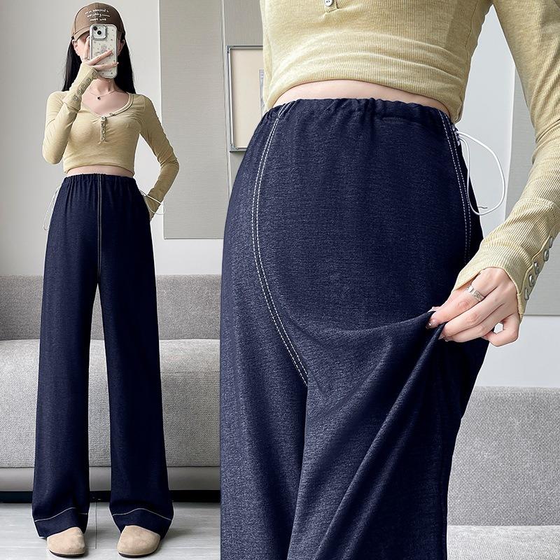 0 maternity pants high-waisted jeans casual wide-leg pants autumn wear straight pants no belly support pants autumn trousers