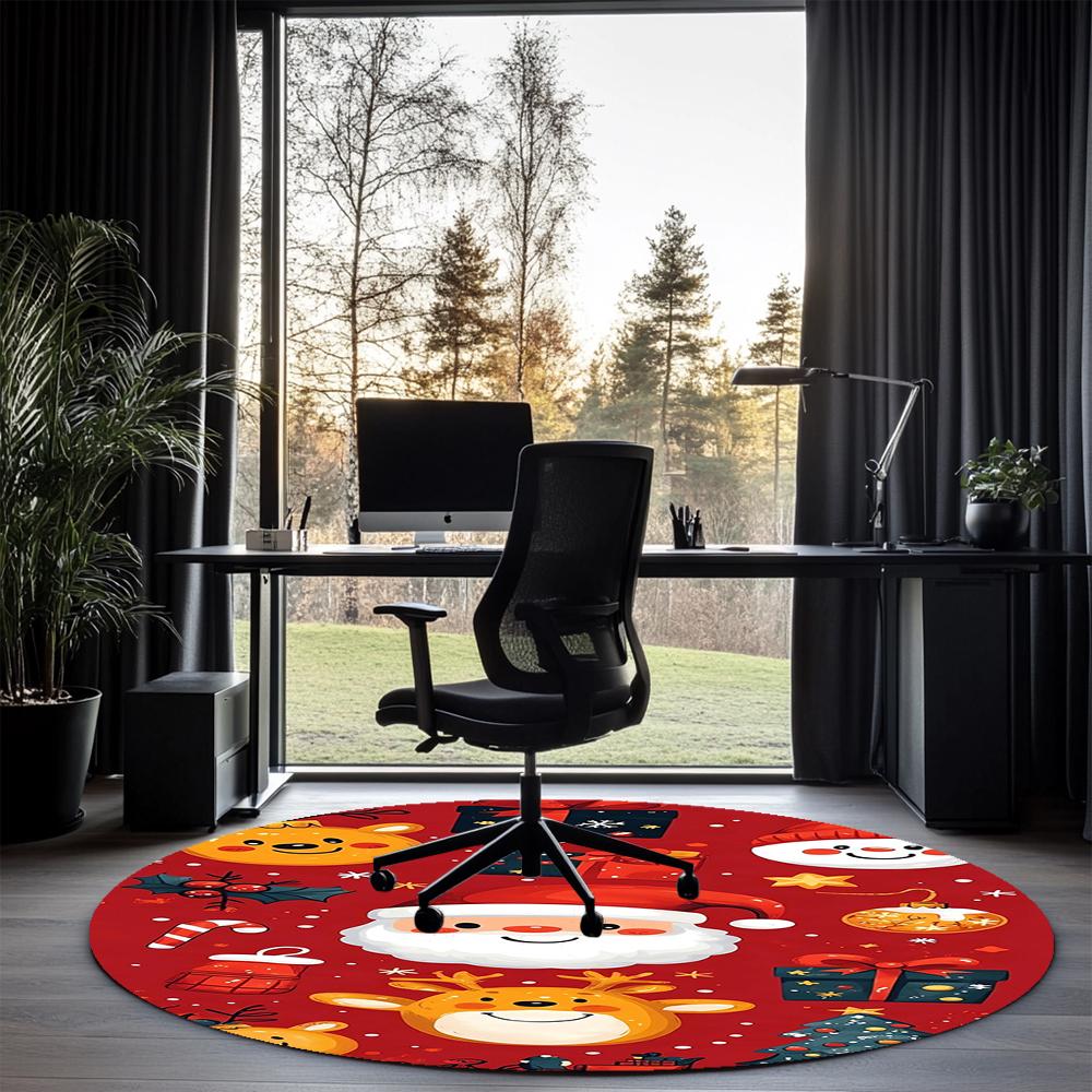 Christmas Printed Round Rug Carpet Chair Rug Area Rug Entryway Doormats,for Office Chair Living Room Bedroom Kitchen Room.