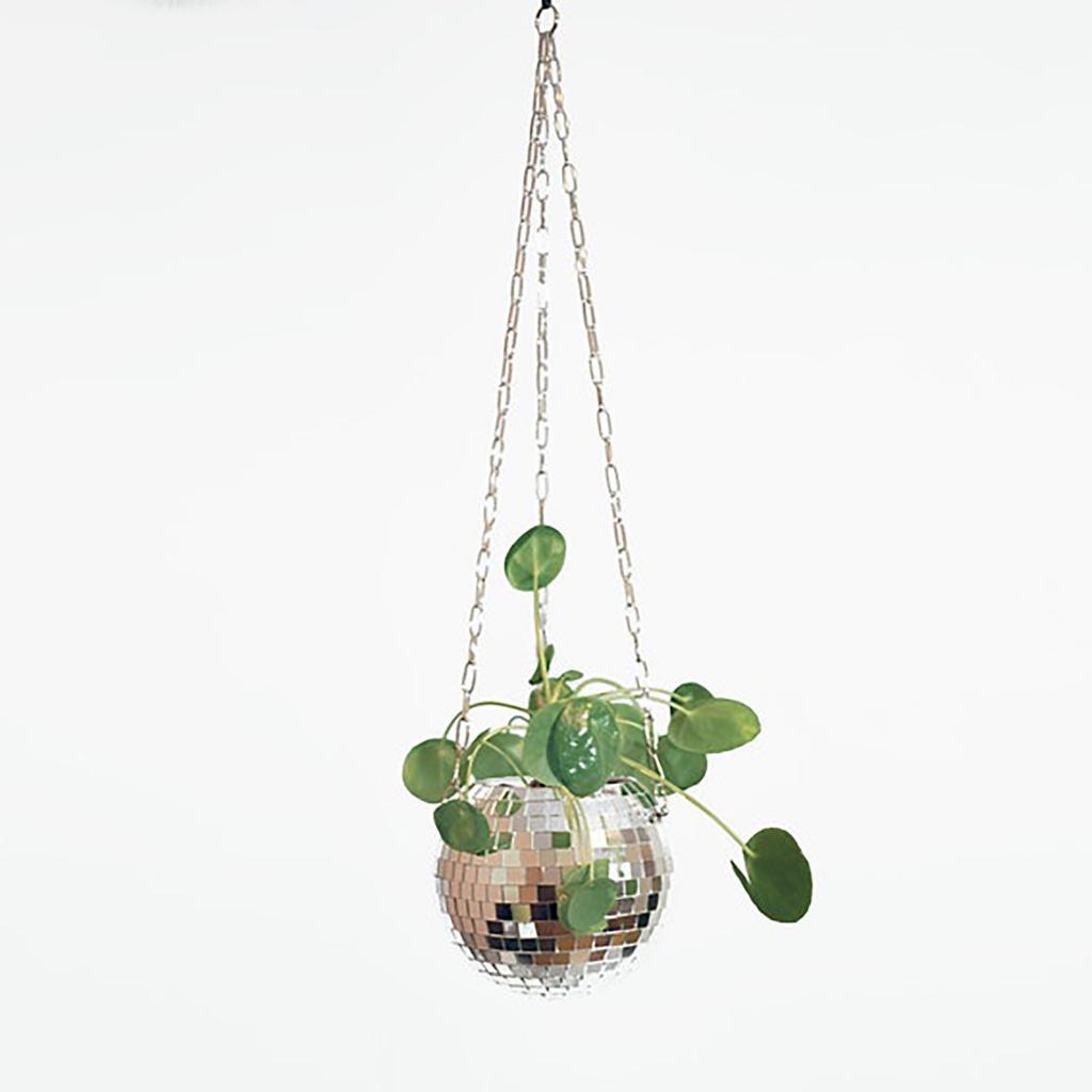 Disco Ball Plant Hanger Mirror Hemisphere Planter Hanging Basket Hanging Pot Ball Planter  Ornament