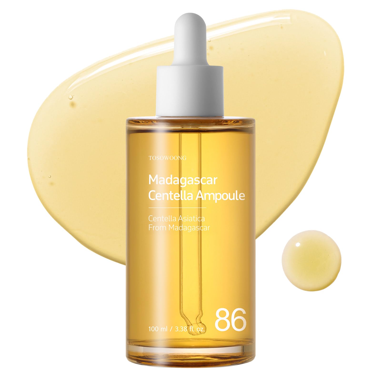 

TOSOWOONG Madagascar Centella Centella Asiatica and Large Capacity for Combination and Oily Korean Skincare Cosmetics Ampoule, 100ml, (Centella