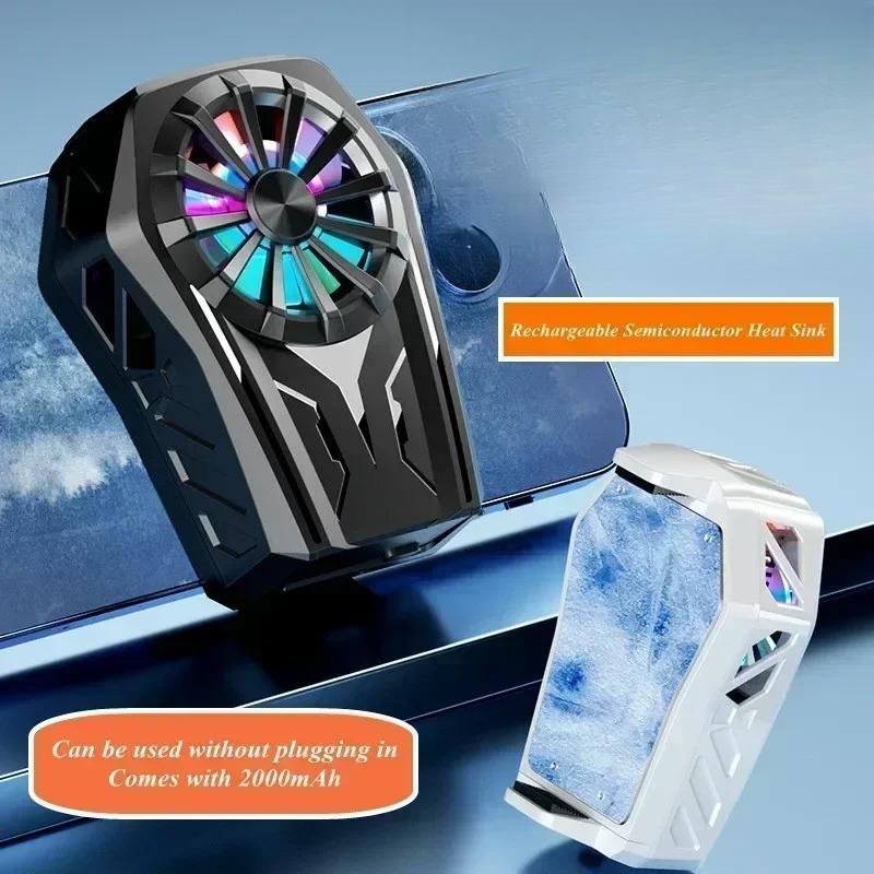 Mobile Phone Semiconductor Back-clip Cooling Fan Radiator W/ RGB Light Type-C Game Cooler for IOS Android Gaming Accessories