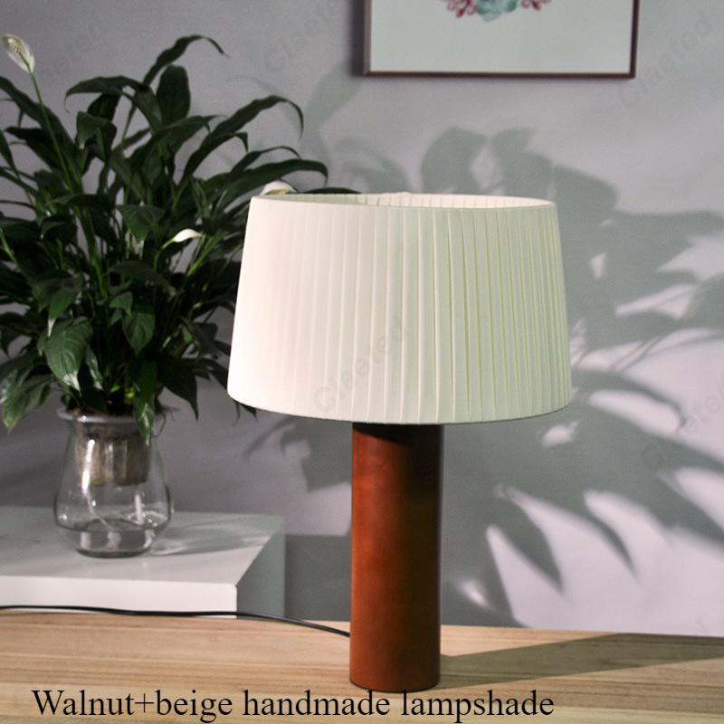 

New Simple LED Pleated Solid Wood Table Lamp Living Room Study Bedroom Bedside Atmosphere Lighting Lamps US plug