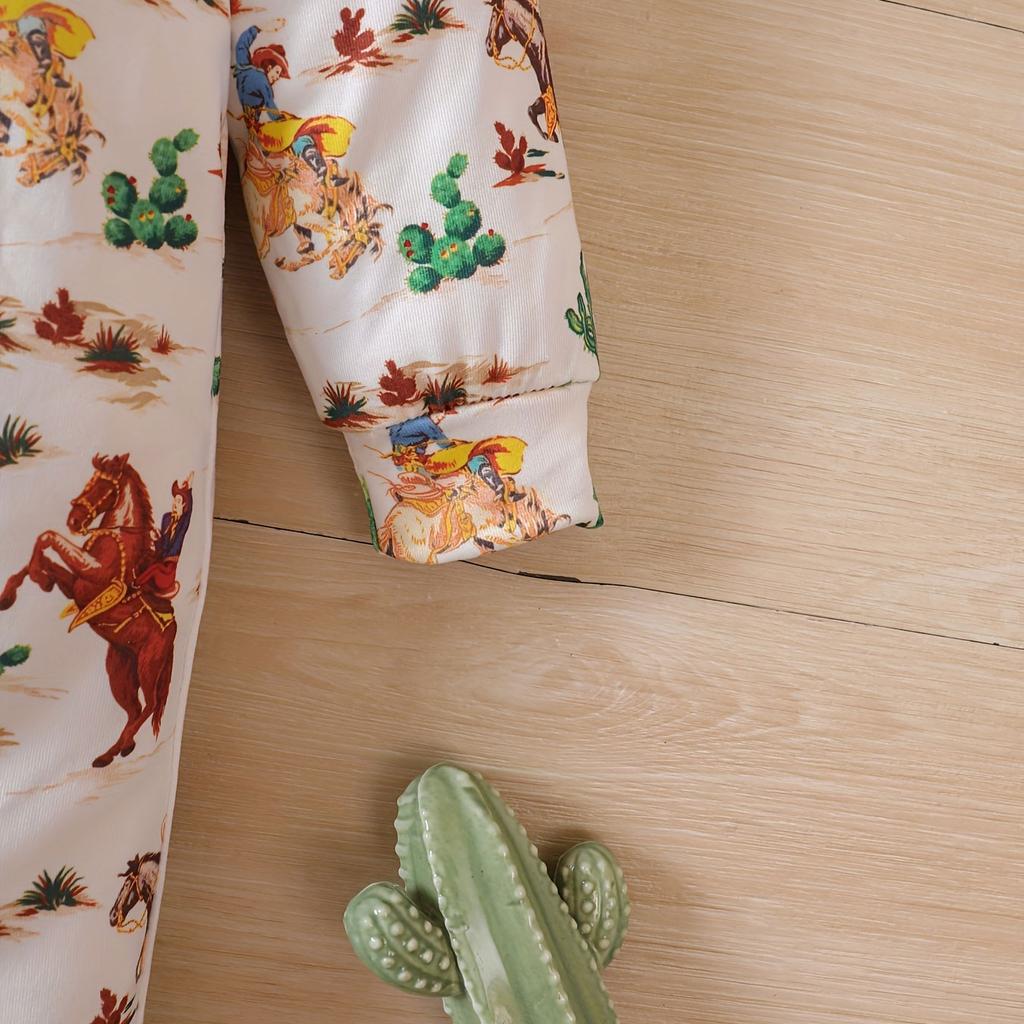Macacão de Bebê Recém-Nascido Estampa Cavalo Andando Roupa Macacão de Manga Comprida Roupas Macacão de Manga Comprida para Criança Pequena (0-24M)