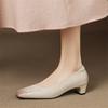 Fashion New Spring/autumn Genuine Leather Women Shoes Square Toe Shoes for Women Fashion Concise Shoes Mid Heels Handmade Women Pumps