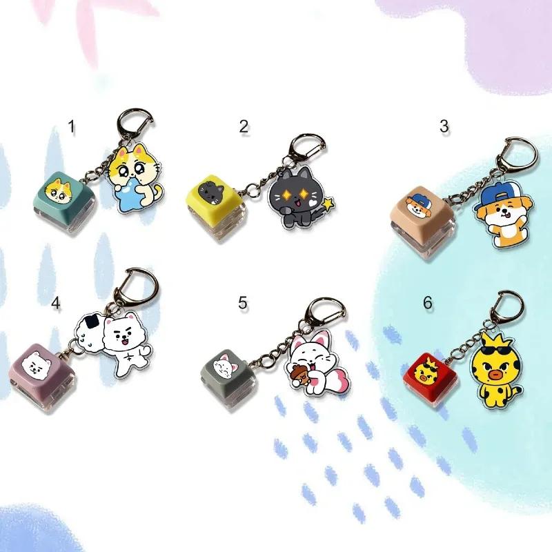 Idol Acrylic Keychain Button Clicker Fidget Stress Relief Bag Charm Keyring Portable Gift