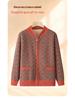 Fleece-lined Wool Cardigan for Women, Ideal for Middle-aged and Elderly Ladies, Thick Warm Sweater for Autumn/Winter, Perfect for Ages 60+.