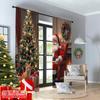 2pcs 2D Flat Printing Christmas Party Curtain Christmas Santa Fireplace Cat 100% Polyester Without Electricity 0 for