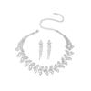 Shiny Leaf Rhinestone Necklace Earrings Set Fashion Temperament Piece Earrings Two-piece Jewelry Set