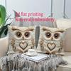 Soft Velour Owl Pillowcase with 2D Flat Printing and Non-Real Embroidery Effect (excluding Pillow Core)