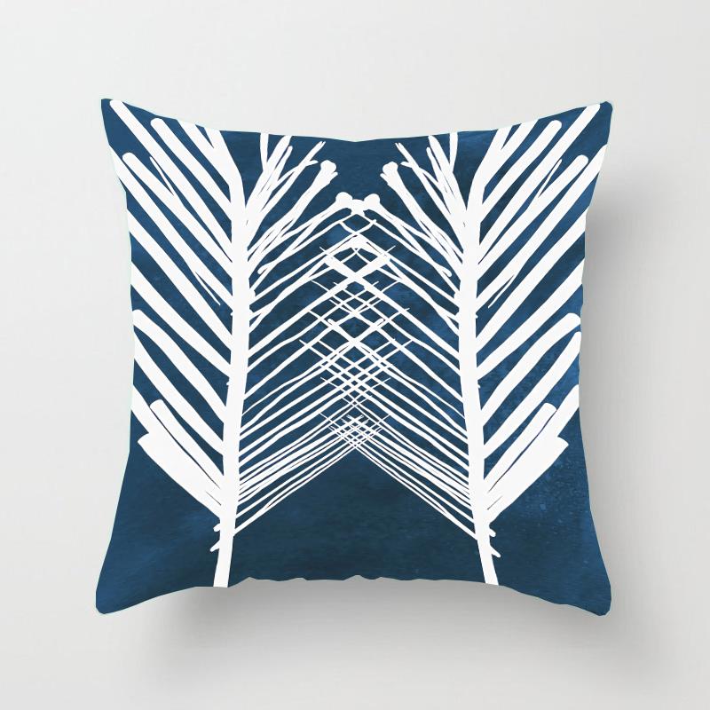 Blauer Kissenbezug aus Polyester mit geometrischem Aufdruck, für Zuhause, Wohnzimmer, Sofa, Bürostuhl, dekorativer Kissenbezug