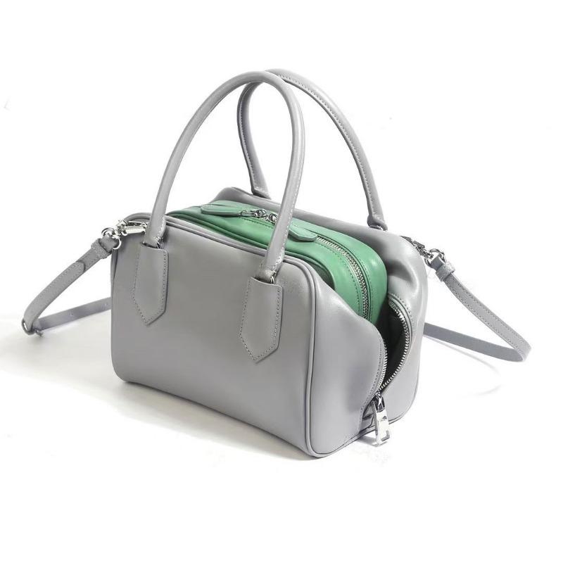 

Сумка из коровьей кожи женская сумка-боулинг новая модная сумка через плечо сумка-мессенджер легкая роскошь контрастного цвета портативная женская сумка 22*14*16cm озеро синий