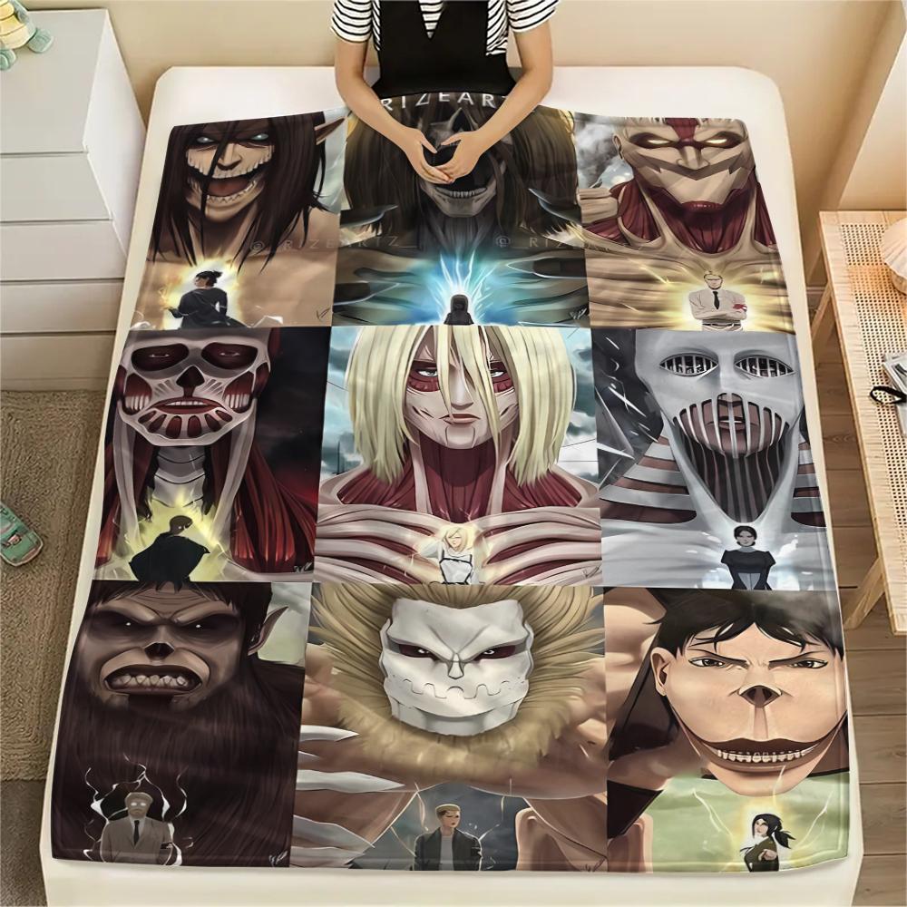 1PC Attack on Titan Print Flannel Blanket, High quality All Seasons, Home Decor, Warmth and Comfort, Perfect for Christmas Gifts