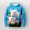 Girls' 3D Floral Cartoon Cat Hoodie Long Sleeve 3D Print Fall Winter Active Fashion Cute Kids 3-12 Years Outdoor Casual Daily Regular Fit