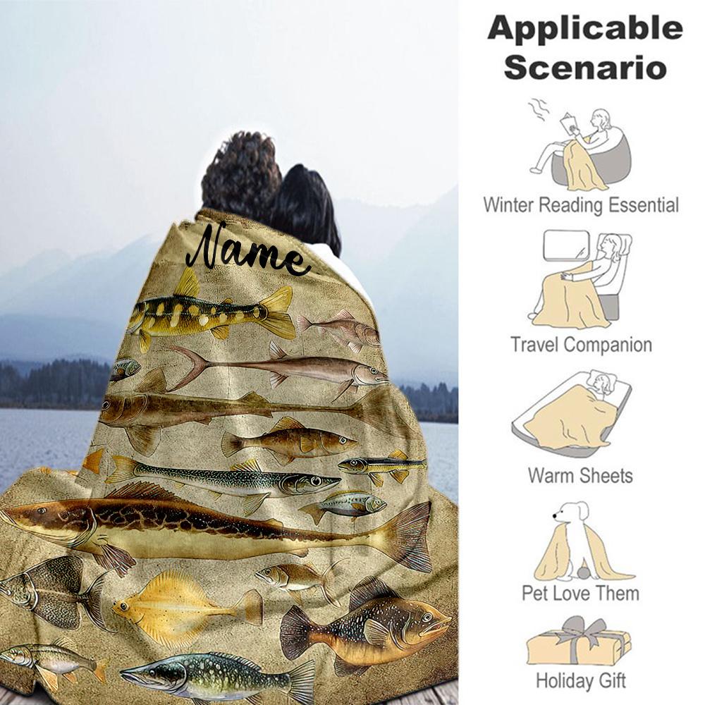 Fish78 Customize Text Blanket Lightweight Customizable Blanket Ultra-Soft Perfect for Nap Living Room Office Chair Chair All-Season Use