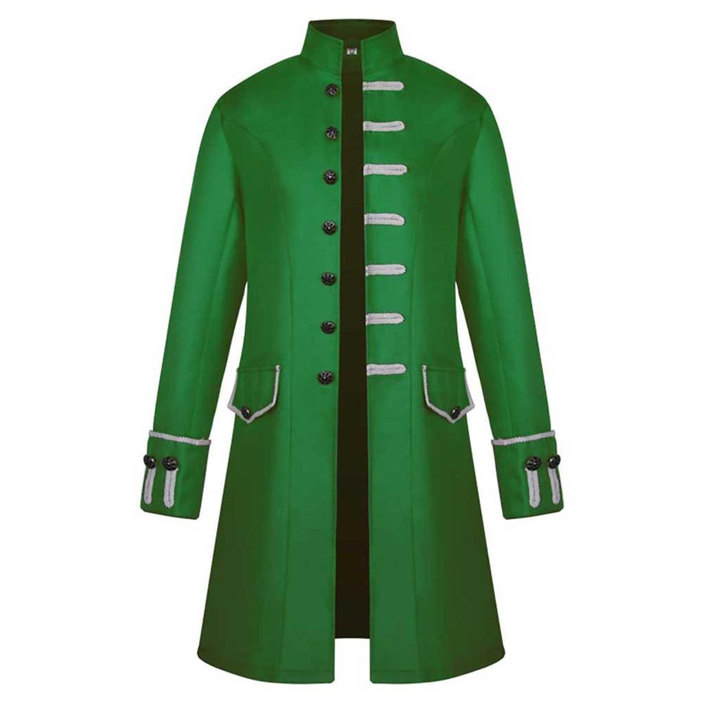 Men's Coat Medieval Clothing Solid Color Fashion Steampunk Vintage Men's Uniform