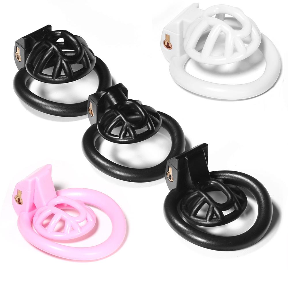 Negative Chastity Cage for Sissy Sex Toys with 4 Size Cock Rings Pink/Black/White Bdsm Penis Lock Adult Toys for Men