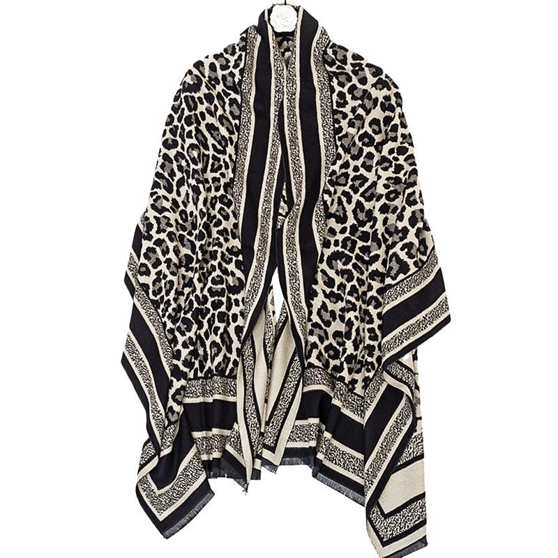 Xinjiang Xizang Yunnan travel photo fashion trend ethnic style leopard print warm sun protection dual-purpose printed shawl women 65*190