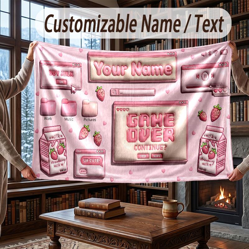 Coperta a tema Controller di Gioco con Nome Testo Personalizzato Morbida Accogliente per Casa Divano Letto