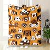 Cartoon Dogs and Cats On an Orange Background, with Playful Poses. for All Seasons Blanket Lunch Break Throw Gift