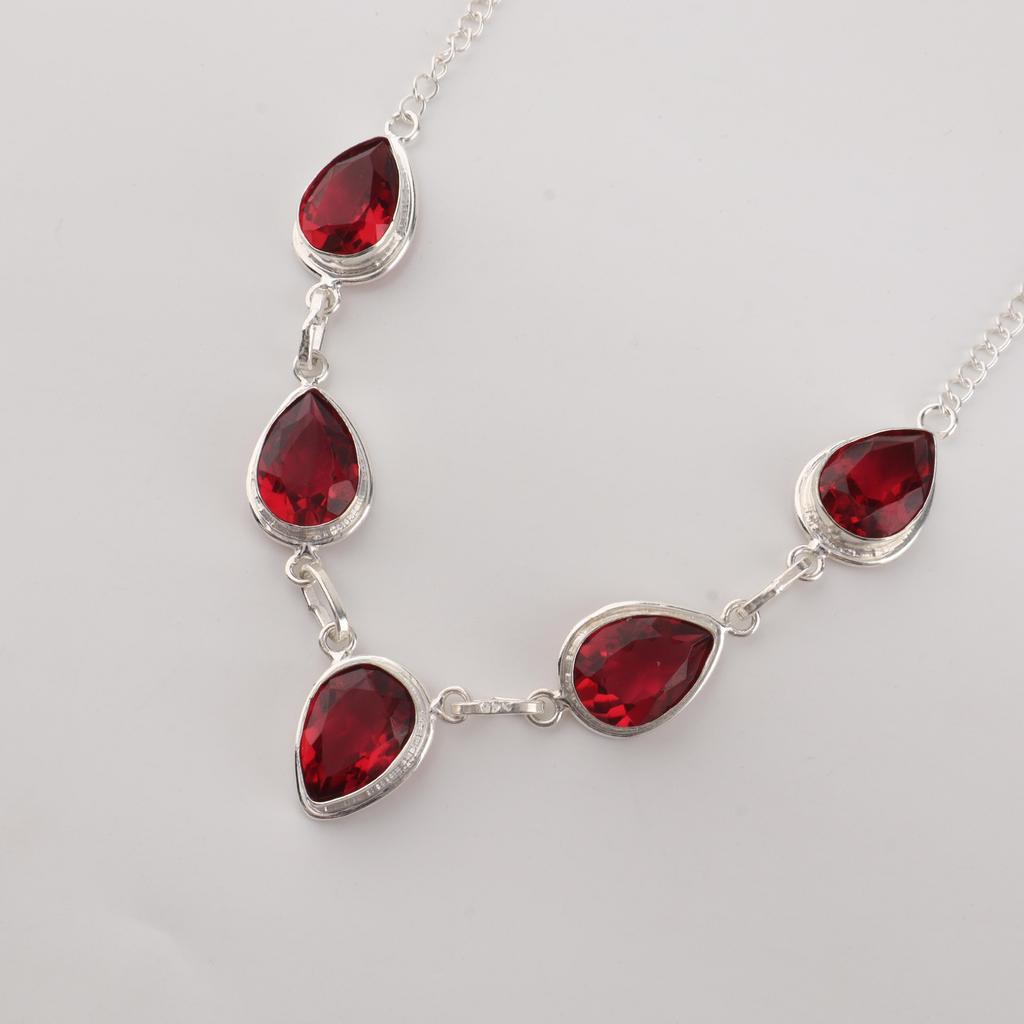 Rosa Rubellit Edelstein Silber Halskette 925 Sterling Silber Handgefertigter Silberschmuck Für Frauen RN-1-9