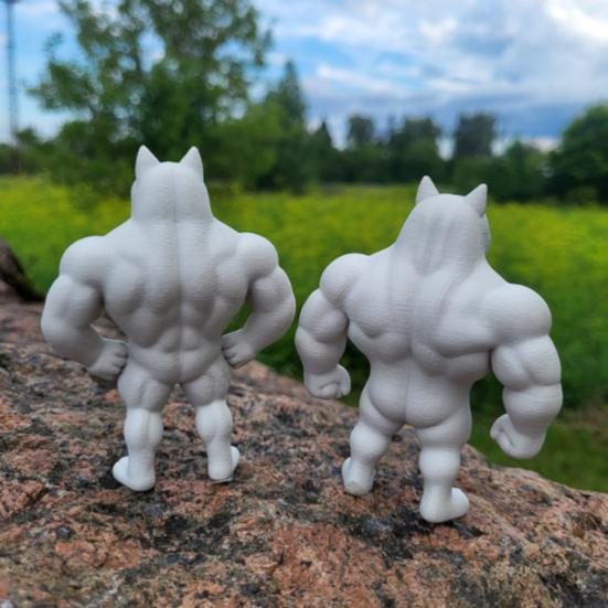 3D Printed Muscle Dog Ornament Plastic Muscular Dog Statue Figurine Home Office Desktop Decoration Fitness Enthusiasts Gift