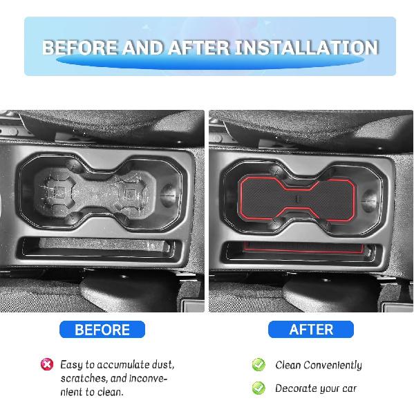 SXCY for - Jeep Renegade Accessories Renegade Door Slot Mats Cup Holder erts Liner Coasters Console erts Liner Waterproof Mats (red)